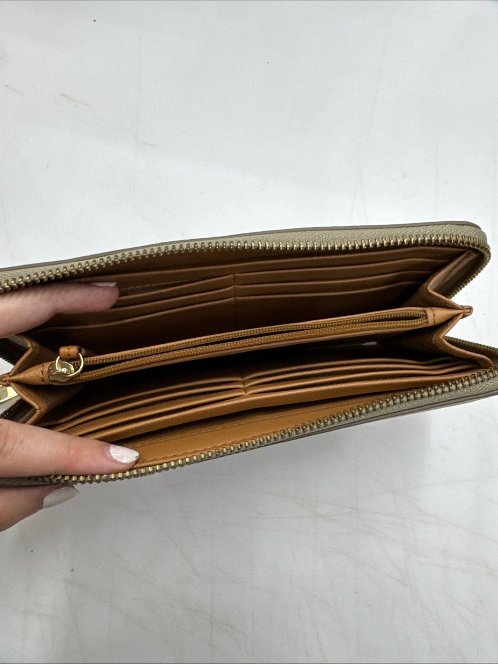 Fossil Zip Around Long Leather Wallet Issue No. 1954 Gold Shimmer - Picture 5 of 7